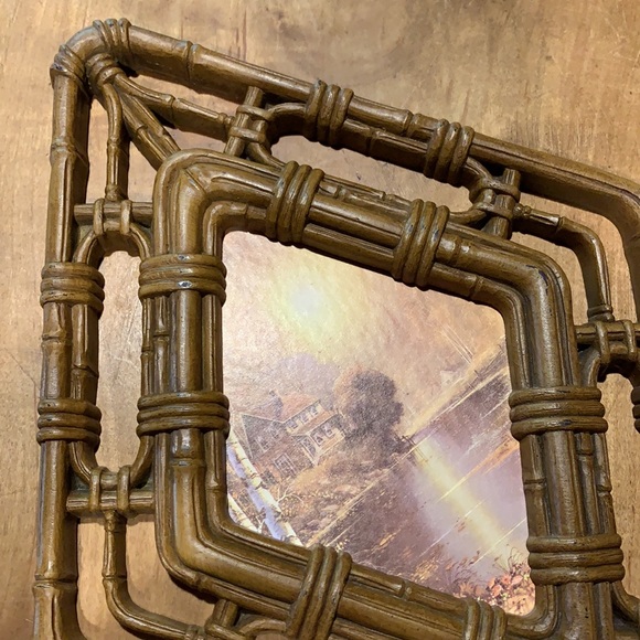 Vintage Homco faux rattan scenery wall art decor - Picture 9 of 12